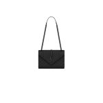 Black YSL ENVELOPE MEDIUM IN QUILTED GRAIN DE POUDRE EMBOSSED LEATHER