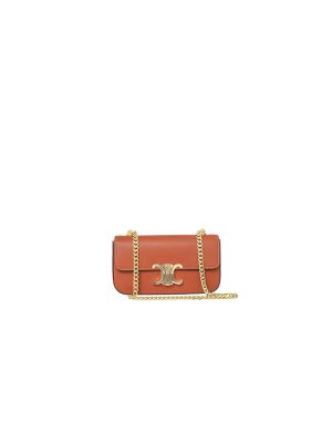 CELINE CLAUDE shiny cowhide leather chain shoulder Bag