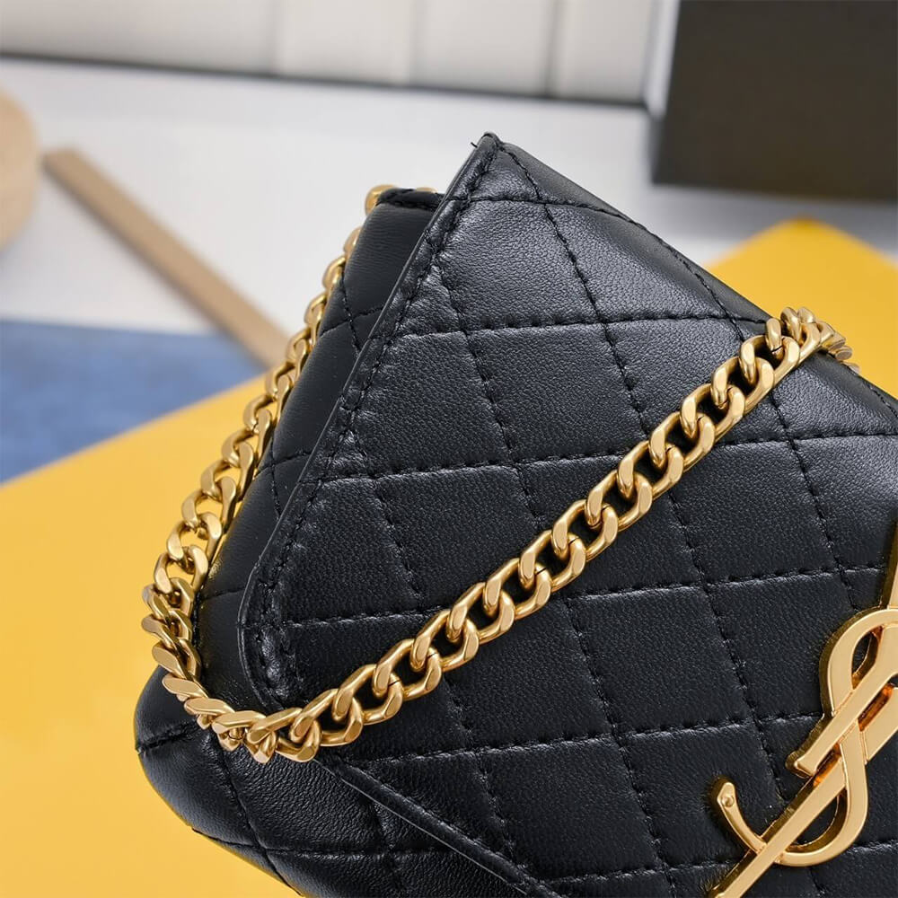 Black YSL GABY chain phone holder in lambskin - Image 6